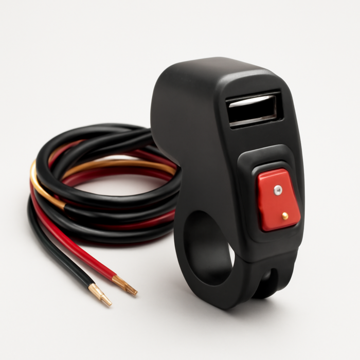 12V 7/8 Universal Handlebar On Off Switch with USB Charger